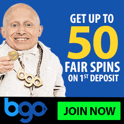 BGO 50 fair spins on first deposit