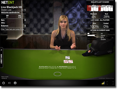 Net Ent live dealer blackjack online