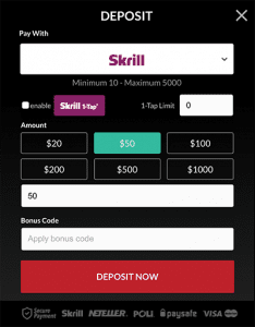 Skrill casino deposits