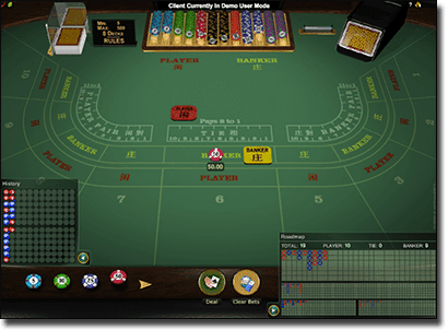 Baccarat score cards in online punto banco